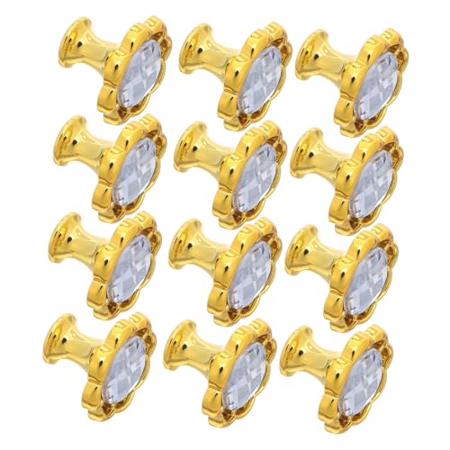 FIXOSHEE 12 Stück Dekorative Blumengriff Möbelknöpfe mit Funkelnden Strass Moderne Silberne Schrankgriffe mit Schrauben für Küchen Kleiderschrank und Dekoration von FIXOSHEE