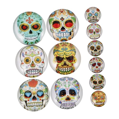 FIXOSHEE 12 Stück Teiliges Kühlschrankmagnete Totenkopf Kreative Modische Magnetische Fridge Sticker Vielseitig für Kühlschrank Whiteboard Büro und Haushaltsdeko von FIXOSHEE