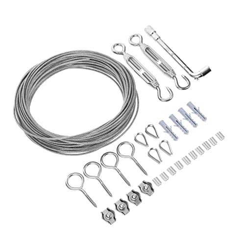 FIXOSHEE 1Satz Stahldrahtseil Kit Hochleistungs Seilspanner mit Einstellbarem Design für Außenbeleuchtung Installieren zu Entfernen von FIXOSHEE