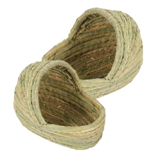 FIXOSHEE 2 STÜCK Teiliges Hühnernest aus Natürlichem Stroh Gemütliches Schlafnest Gewebtes Nistbett in Slipper Form Warmes und Sicheres Hühner Schlafhaus für Stall und Freilandhaltung von FIXOSHEE