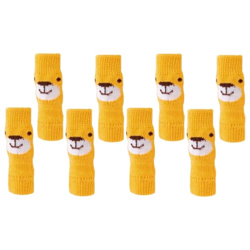 FIXOSHEE 2 Sätze Anti rutsch Hundesocken mit Knieschonern Atmungsaktive Pfotenschutz Sleeves für Kleine Hunde Weiche rutschfeste Beinschützer in Gelb Haustier Bein dekor und Gelenkschutz von FIXOSHEE