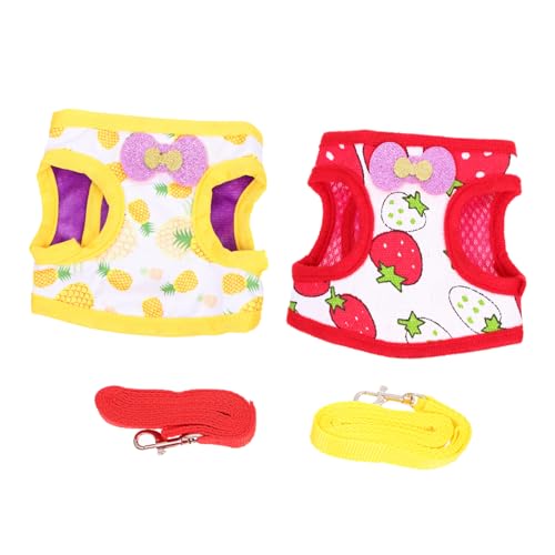 FIXOSHEE 2 Sätze Bunny Geschirr Teilig mit Außenleine Hautfreundlich Atmungsaktiv Waschbar Süßes Hasen Geschirr mit Fruchtigem Druck Verstellbar für Kaninchen und Kleintiere Geeignet von FIXOSHEE