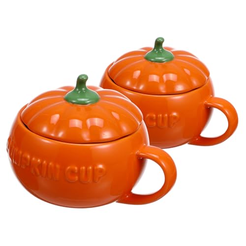FIXOSHEE 2 Stk. Halloween Kürbisbecher Keramik mit Deckel Kleine Kürbisform Oatmeal Tassen Dekorative Tischware für Getränke und Speisen Robust und Hitzebeständig FIXOSHEE 2 Stk. Halloween Kürbisbecher Keramik mit Deckel Kleine Kürbisform Oatmeal Tassen Dekorative Tischware für Getränke und Speisen Robust und Hitzebeständig von FIXOSHEE