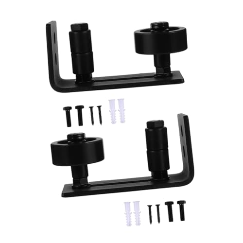 FIXOSHEE 2 Stück Bodenführung Schiebetür aus Hochwertigem Stahl mit Geräuscharmen Gummirädern Verstellbar Wandmontiert Verhindert Türschwingen Geeignet für Scheunentüren und Laufschienen von FIXOSHEE