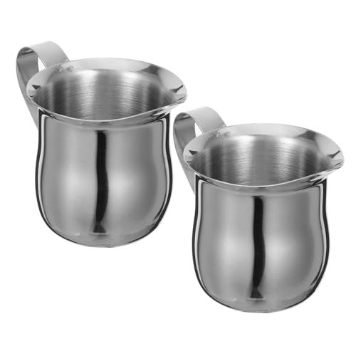 FIXOSHEE 2 Stück Edelstahl Milchaufschäumer Kännchen Rostfrei Stilvoll Leicht zu Reinigen Optimiert Geschmack und Aroma für Kaffee Cappuccino Latte Zubereitung von FIXOSHEE