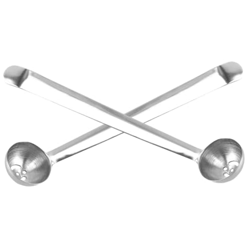 FIXOSHEE 2 Stück Edelstahl Oliven Kirschlöffel mit Abflussloch Langer Griff Küchenlöffel für Eingelegte Früchte Praktischer Abseihlöffel für Einmachgläser und Pickles von FIXOSHEE