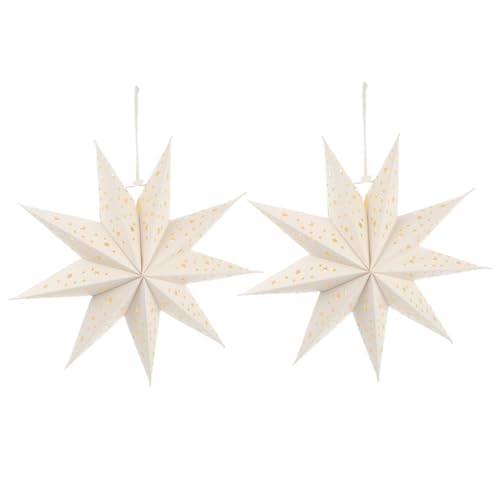 FIXOSHEE 2 Stück Faltbarer Papier Lampenschirme Weiß Dekorative Weihnachtsstern Laterne Leichter Faltbarer Papier Stern Lampenschirm Weihnachtliche Deko für Fenster und Raumbeleuchtung von FIXOSHEE