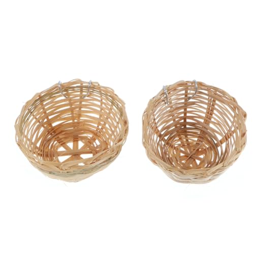 FIXOSHEE 2 Stück Handgefertigtes Nistnest mit Haken Langlebiges Vogelnest für Wellensittiche Zebrafinken und Papageien Natürliche Vogelhaus Dekoration für Innen und Außenbereich von FIXOSHEE