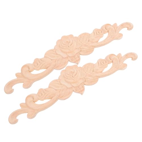 FIXOSHEE 2 Stück Handgeschnitzte Holzornamente Holzapplikationen für Möbel Dekoration Langlebige Holzblumen Auflagen für Schrank Kommode Wand DIY Holzdeko Nachhaltig von FIXOSHEE