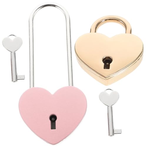 FIXOSHEE 2 Stück Herzförmige Kleine Vorhängeschlösser Leichtes Langlebiges Liebesschloss für Tagebuch Schmuckschatulle Handtasche Praktisches Sicheres Schloss Geschenk Valentinstag von FIXOSHEE