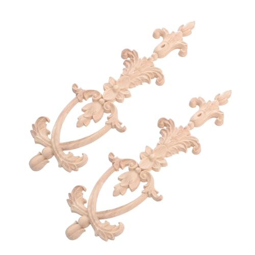 FIXOSHEE 2 Stück Holzgeschnitzte Lange Kleiderschrank Applikationen Natürliche Holzverzierungen Möbel Leichte DIY Vintage Ornamente für Türen Wände Schränke Europäischer Stil von FIXOSHEE