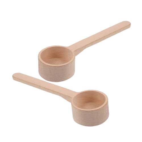 FIXOSHEE 2 Stück Holzlöffel Langer Griff Teelöffel und Milchpulverlöffel aus Buchenholz Vielseitig Einsetzbar der Küche Ergonomisch und Leicht zu Reinigen von FIXOSHEE