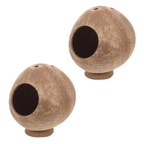 FIXOSHEE 2 Stück Kleines Hamster kokosnussschalen versteck aus Natürlicher Kokosnussschale Sicheres Kleintierhaus für Meerschweinchen Nager Versteck Spiel Schlafhöhle Verschleißfestes von FIXOSHEE