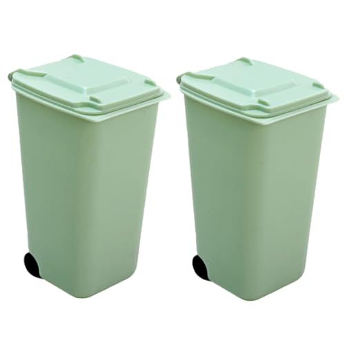 FIXOSHEE 2 Stück Mini Desktop Mülleimer mit Deckel Kompakter PP Abfalleimer für Büro Küche Schreibtisch Vielseitiger Aufbewahrungsbehälter für Stifte Müll Geruchsdicht von FIXOSHEE