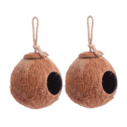 FIXOSHEE 2 Stück Natürliches Kokosnussschalen Vogelnest Dekoratives Vogelhaus zum Aufhängen Langlebiges Papageien Wellensittich Zubehör Wetterfestes Nistkasten Vogel Deko für Käfig und FIXOSHEE 2 Stück Natürliches Kokosnussschalen Vogelnest Dekoratives Vogelhaus zum Aufhängen Langlebiges Papageien Wellensittich Zubehör Wetterfestes Nistkasten Vogel Deko für Käfig und von FIXOSHEE