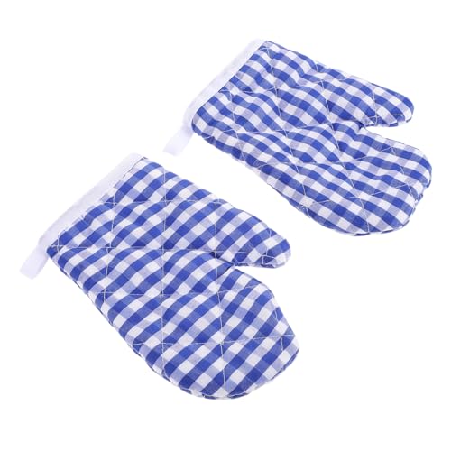 FIXOSHEE 2 Stück Ofenhandschuhe Hitzebeständig rutschfest Verbrühend Flexible Mikrowellen und Grillhandschuhe für Mädchen in Dunkelblauem Karomuster Sichere Küchenhandschuhe von FIXOSHEE