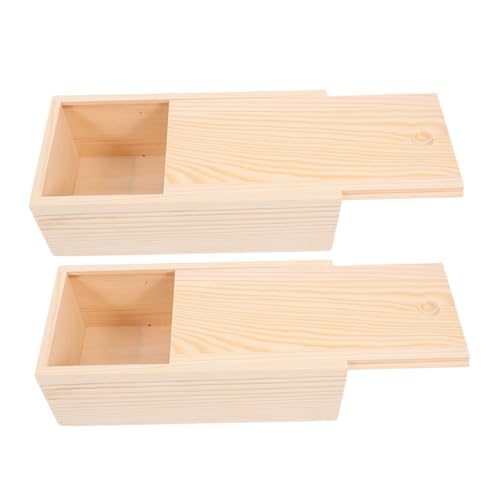 FIXOSHEE 2 Stück Robuste Pinienholzbox mit Schiebedeckel Kompakte Unbehandelte Aufbewahrungsbox für Schmuck Basteln DIY Bemalung Vielseitige Holzbox für Hobby und Ordnung von FIXOSHEE