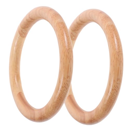 FIXOSHEE 2 Stück Runde Holztaschenhenkel Natürliche Helle Holzringe Handtaschengriffe für Häkeltaschen Bastelzubehör für DIY Taschen Dekorative Runde Tragegriffe für Damen Vielseitig von FIXOSHEE