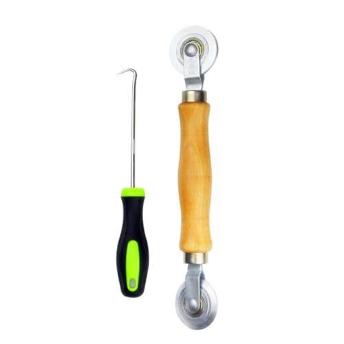 FIXOSHEE 2 Stück Teiliges Fliegengitter Werkzeugset mit Holzgriff Langlebiger Spline Roller und Haken Geeignet für Aluminium Kunststoff und Stahlfenster zur Einfachen Fliegengitter Montage von FIXOSHEE