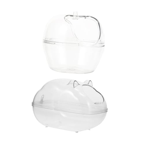 FIXOSHEE 2 Stück Teiliges Hamster badewannen Transparentem Kunststoff Abnehmbar und Leicht zu Reinigen Multifunktional als Badewanne Futtertrog und Kleintier Toilette rutschfest und Robust von FIXOSHEE