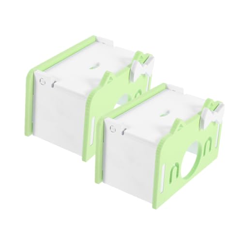 FIXOSHEE 2 Stück Teiliges Nager Versteck Haus aus PVC Kleines Meerschweinchen und Hamster Rückzugsort Robustes Schlafhäuschen für Kleintiere Pflegeleicht und Langlebig Grün als und von FIXOSHEE