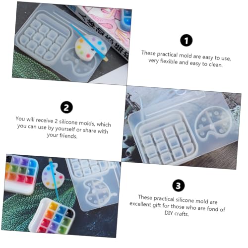 FIXOSHEE 2 Stück Teiliges Silikon Gießform für DIY Epoxidharz Farbwanne Flexibel Transparent Einfach zu Reinigen für Bastelkunst mit Trockenblumen und Glitzerelementen von FIXOSHEE