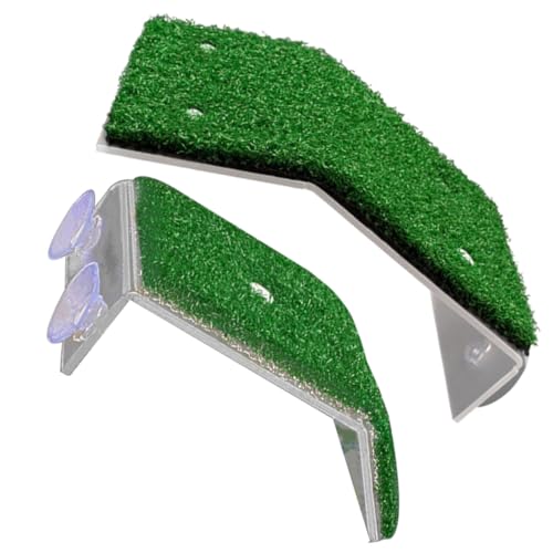 FIXOSHEE 2 Stück Turtle Basking Plattform Farbechtem Pp Kunststoff Realistische Grasoptik Schwimmende Schildkröten ruheplattform Kletterbare Sonneninsel für Reptilien im Aquarium und von FIXOSHEE