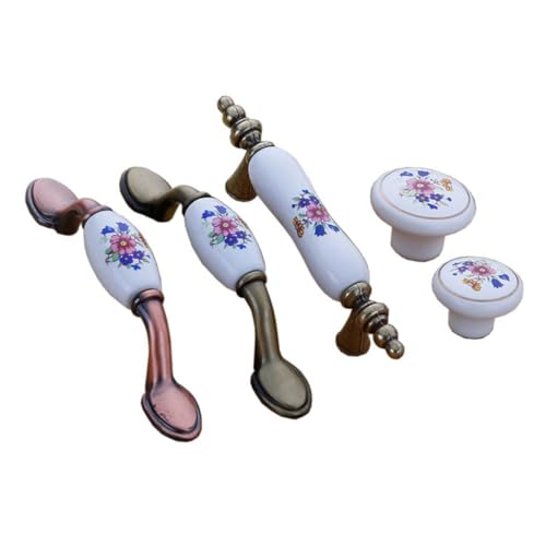 FIXOSHEE 2 Stück Vintage Keramik Möbelgriffe Gelb Europäischer Stil Retro Schrankgriffe aus Zinklegierung Praktische Kommoden und Schrankschubladengriffe Lochabstand von FIXOSHEE