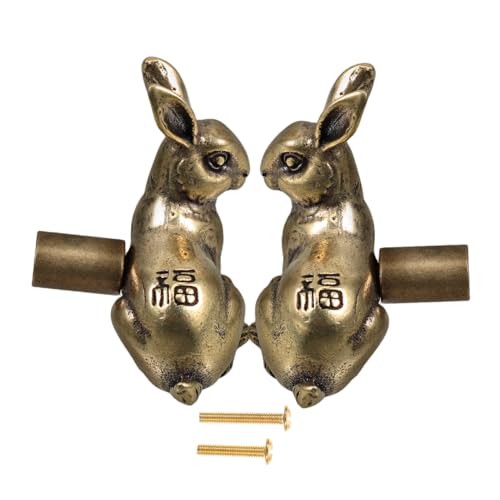 FIXOSHEE 2 Stück Vintage Messing Türknopf Stabil Hasen form Chinesischer Stil Robustes Material Antiker Schubladengriff für Küchenschränke und Kommoden Dekorativer Möbelgriff von FIXOSHEE