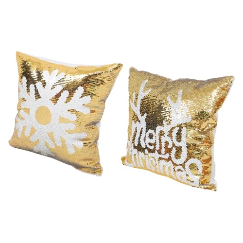 FIXOSHEE 2 Stück Weihnachtliche Pailletten Kissenbezüge mit Glänzendem Schneeflocken Motiv Doppelseitig Gold Weiß Weicher Car Pillowcase für Sofa Bett Stuhl Festliche Dekoration FIXOSHEE 2 Stück Weihnachtliche Pailletten Kissenbezüge mit Glänzendem Schneeflocken Motiv Doppelseitig Gold Weiß Weicher Car Pillowcase für Sofa Bett Stuhl Festliche Dekoration von FIXOSHEE