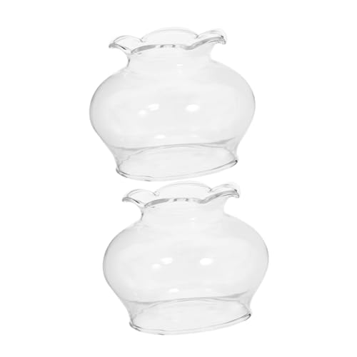 FIXOSHEE 2 Stück Winddichter Glas Lampenschirm für Öllampen Dickes Handgeblasenes Vintage Ersatzglas Kompatibel mit Petroleum Kerosinlampen Stabiler Flammenschutz für Drinnen und Draußen von FIXOSHEE