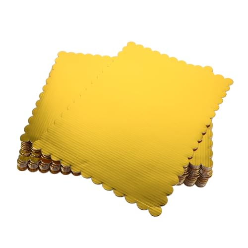FIXOSHEE 20 Stück Kuchenunterlagen Gold Wellpappe Rechteckig Wellenkante Fettabweisend Stabil Für Hochzeit Geburtstag Buffet Präsentation von FIXOSHEE