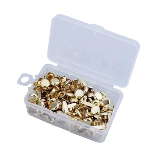 FIXOSHEE 200 Stück Goldfarbene Metall Musterbeutelklammern Wasserfest und Rostfrei Aufbewahrungsbox zum Basteln Scrapbooking und Befestigen von Papier und Fotos von FIXOSHEE