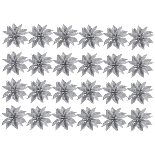 FIXOSHEE 24 Stück Teiliges Mini Doppel Lagen Rattan Weihnachtskranz Blumen mit Goldglitzer Leichte DIY Weihnachtsbaum und Kranzdeko Handgefertigte Blumengirlande für Festtags und von FIXOSHEE
