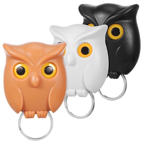 FIXOSHEE 3 Stück Eulen Schlüsselhaken Wandhaken Klebehaken Kunststoff Schlüsselhalter Kompakt Praktisch Dekorativ Für Wohnung Büro Eingangsbereich Weiß Schwarz Braun von FIXOSHEE