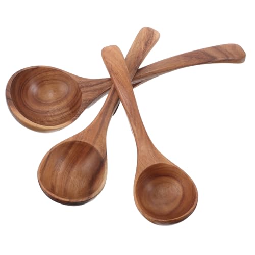 FIXOSHEE 3 Stück Langer Griff Mit Hakensuppenlöffel Holzlöffel Mit Langem Griff Suppenkelle Aus Holz Suppenlöffel Asiatisch Antihaft-holzlöffel Zum Umrühren Hölzern Braun von FIXOSHEE