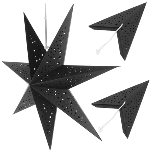FIXOSHEE 3 Stück Teiliges Schwarzer Eck Stern Lampenschirm aus Papier Dekorative Weihnachts Hängelampe mit Sternform Festliche Deko für Zuhause Party Weihnachtsbeleuchtung von FIXOSHEE
