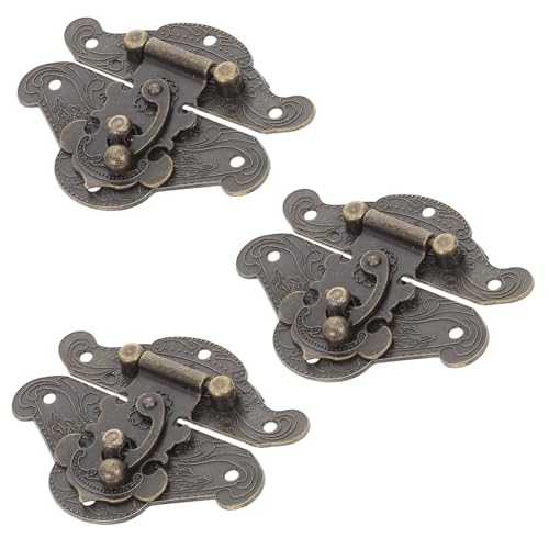 FIXOSHEE 3 Stück Teiliges Vintage Boxschloss aus Robustem Zinklegierung Rechteckiger Schaukelverschluss mit Hasp für Holzkisten und Truhen Klassischer Retro Riegel zur Einfachen Reparatur von FIXOSHEE