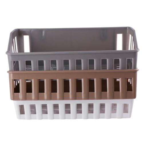 FIXOSHEE 3 Stück Teiliges Wandregal Set aus Kunststoff Selbstentwässerndes Badregal für Shampoo und Gewürze Einfache Montage Glatten Flächen Organizer Körbe in Beige Hellgrau und Hellbraun von FIXOSHEE