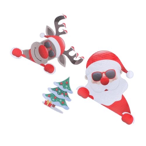 FIXOSHEE 3 Stück Teiliges Weihnachts Reflektierende Autoaufkleber Magnetische Dekoration für Kühlschrank und Fahrzeugfestbeleuchtung von FIXOSHEE