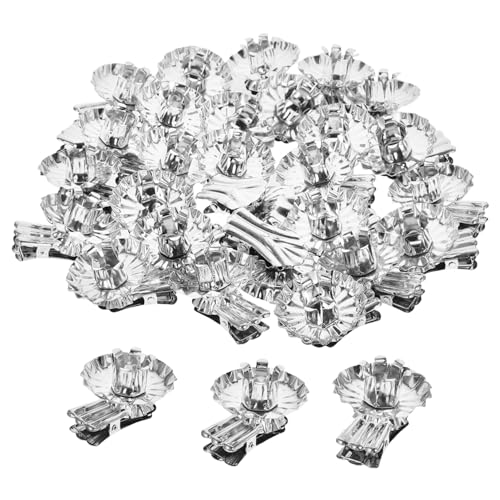 FIXOSHEE 36 Stück Teiliges Blumenförmige Metallkerzenclips Weihnachtsbaum Kerzenhalter Schutzclips für Adventskranz und Tischdeko Silberfarbene Kerzenhalter für Kleine Stabkerzen und von FIXOSHEE