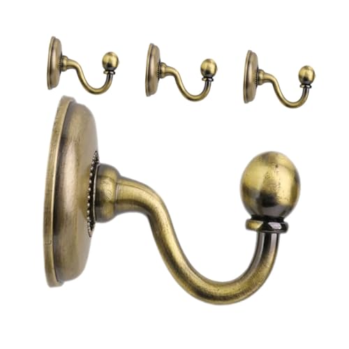 FIXOSHEE 4 Stück Gardinenhaken aus Bronze Runde Wandhaken für Gardinenstangen Robuste Metallhaken mit Hoher Tragkraft Vielseitig für Vorhänge Kleidung Hüte und Taschen Geeignet von FIXOSHEE