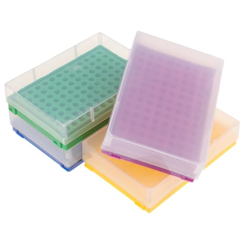 FIXOSHEE 4 Stück Teiliges Aufbewahrungsbox Mikrozentrifugenröhrchen PP Rack mit Fächern Farbiges Reagenzgläser Ständer Laborproben Ordentliche Lagerung von FIXOSHEE