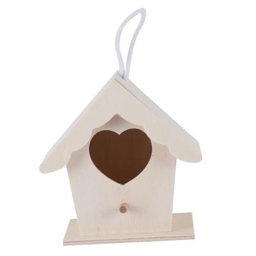 FIXOSHEE 4 Stück Teiliges DIY Holz Vogelnest Kreative Nistkasten Deko aus Langlebigem Holz Herzform mit Seil Doppelstöckig Einlagig und Spitzenrand für Garten Zuhause Basteln und von FIXOSHEE