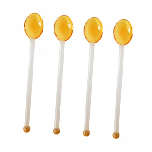 FIXOSHEE 4 Stück Teiliges Glaslöffel mit Langem Stiel Hitzebeständig Vielseitig als Kaffeelöffel Dessertlöffel und Rührlöffel für Haushalt und Gastronomie Lebensmittelecht Leicht und von FIXOSHEE