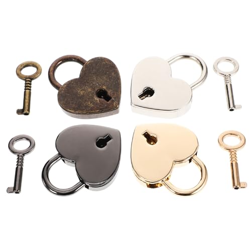FIXOSHEE 4 Stück Teiliges Herz padlock Metall Kleines Liebesschloss mit Schlüssel Dekoratives Mini vorhängeschloss für Tagebücher Gepäck und Schlüsselbund Robust und Leicht Tragbar FIXOSHEE 4 Stück Teiliges Herz padlock Metall Kleines Liebesschloss mit Schlüssel Dekoratives Mini vorhängeschloss für Tagebücher Gepäck und Schlüsselbund Robust und Leicht Tragbar von FIXOSHEE