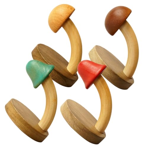 FIXOSHEE 4 Stück Teiliges Holz Wandhaken Pilzform Dekorative Kleiderhaken ohne Bohren Robuste Garderobenhaken für Badezimmer Küche und Türen Nordischer Stil Glatte Oberfläche Sicher und von FIXOSHEE