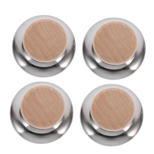 FIXOSHEE 4 Stück Teiliges Holzgriff Ersatztopfdeckel Griff Zubehör mit Glatten Kanten und Einfacher Montage für Küchentopfdeckel Praktische Sichere Handhabung von FIXOSHEE