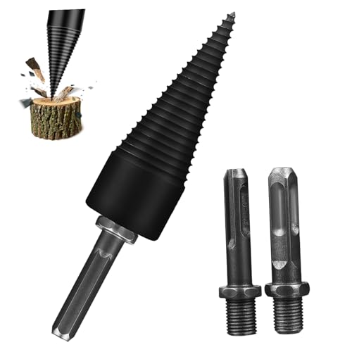 FIXOSHEE 4 Stück Teiliges Holzspalter bohrerset aus Stahl mit Anschlussstangen Schnelles Brennholzspalten Robustes Kegelbohrer Hausgebrauch Camping und Outdoor einsatz von FIXOSHEE