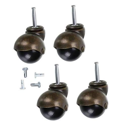 FIXOSHEE 4 Stück Teiliges Kugelbolzen Möbel mit Drehung Schwere Traglast Kompatibel mit Teppich Fliesen Laminat Vinyl Antike Goldfarbene Möbelrollen ohne Bremse für Büro und Zuhause von FIXOSHEE